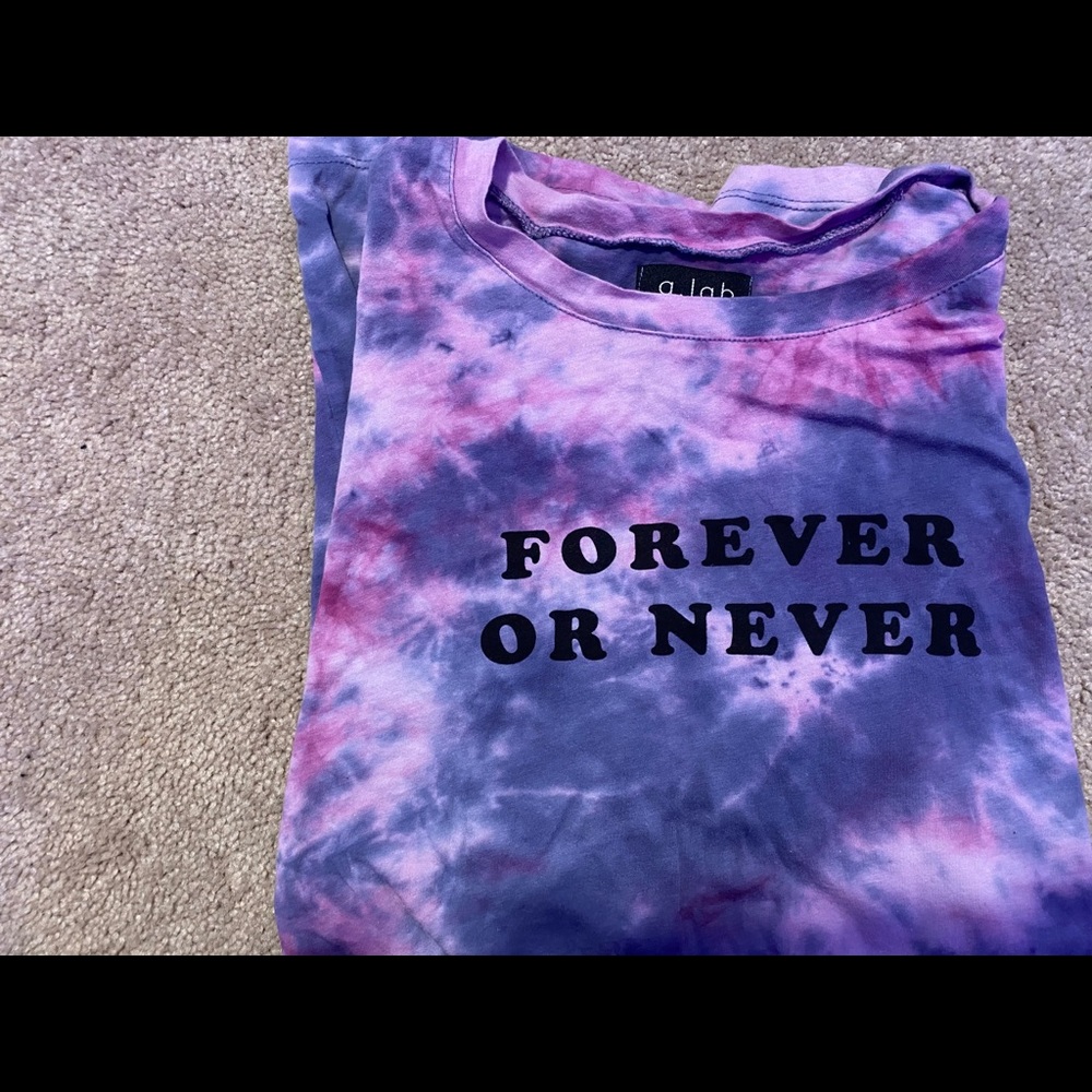 pink & purple forever or never shirt from zumiez!!